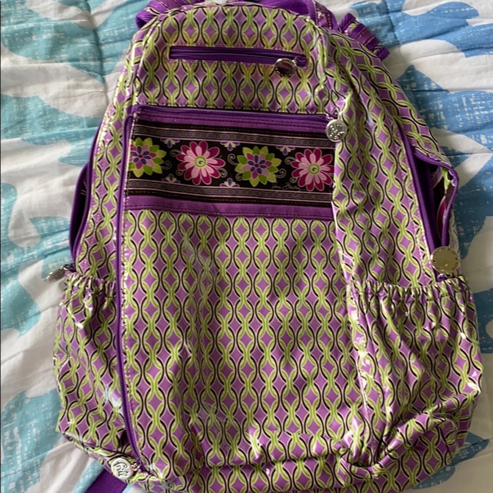 Vera Bradley Frill Purple Punch Vinyl Back Pack